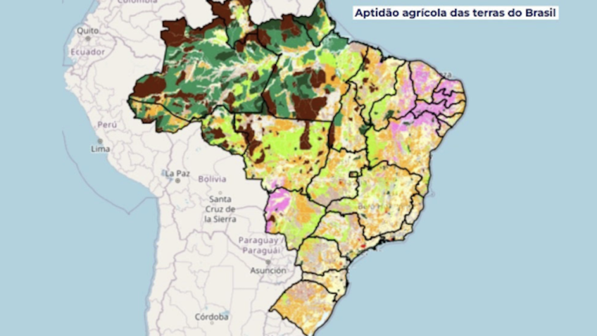 Mapa mostra onde há maior potencial para agricultura no Brasil