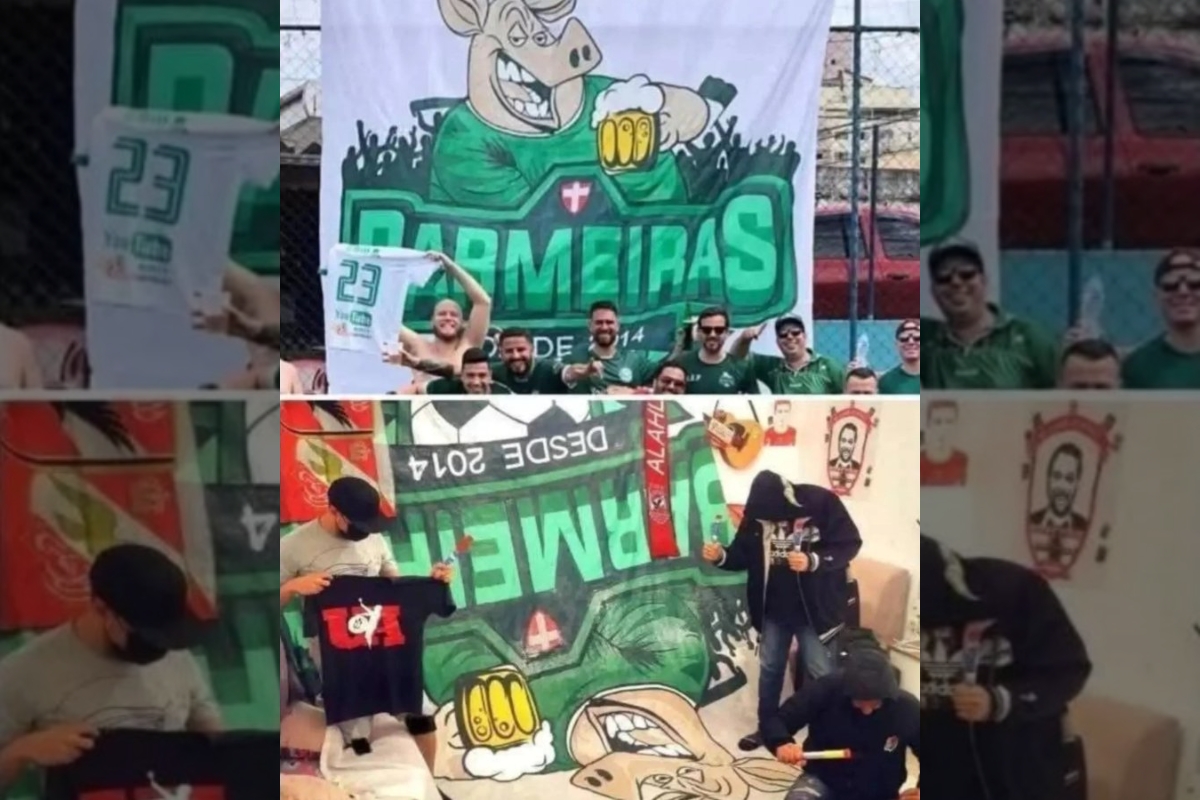 Torcedores do Al-Ahly roubam bandeira de grupo palmeirense. Veja fotos