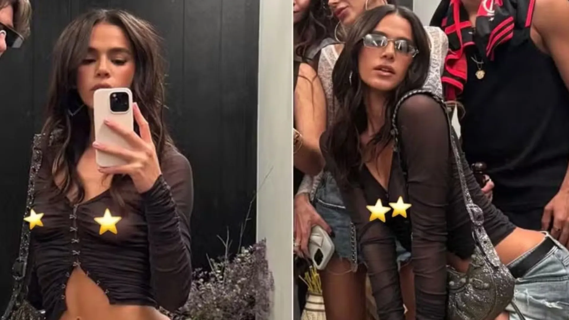 Bruna Marquezine usa blusa transparente e 'mostra demais' em festa funk