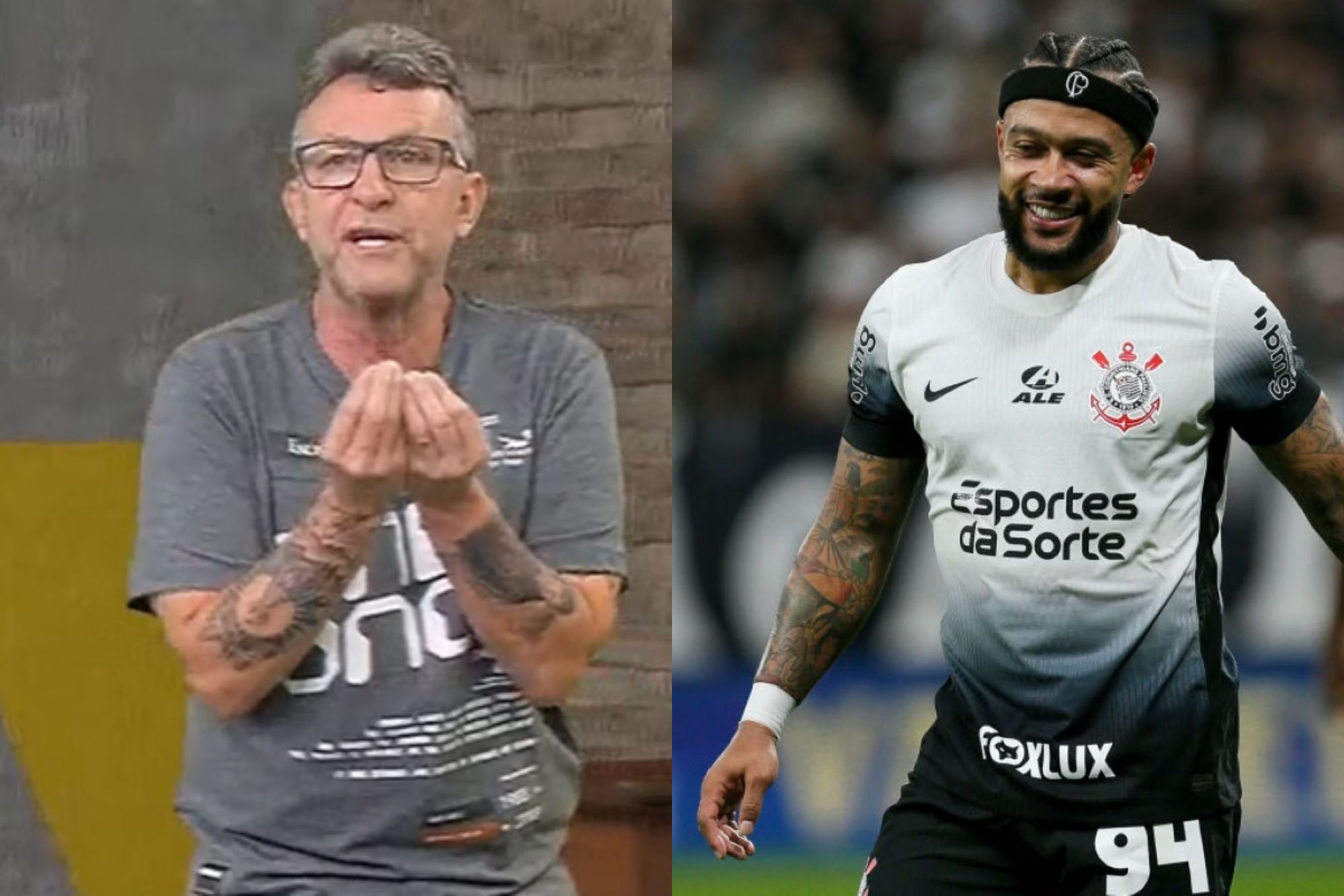 Craque Neto xinga Memphis Depay após música: “Otário, babaca”. Vídeo