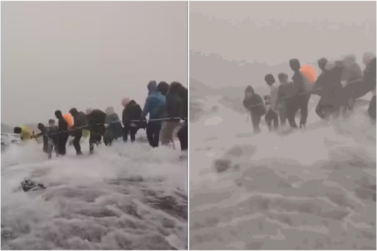 Vídeo: alpinistas enfrentam trilha sob forte correnteza na Malásia