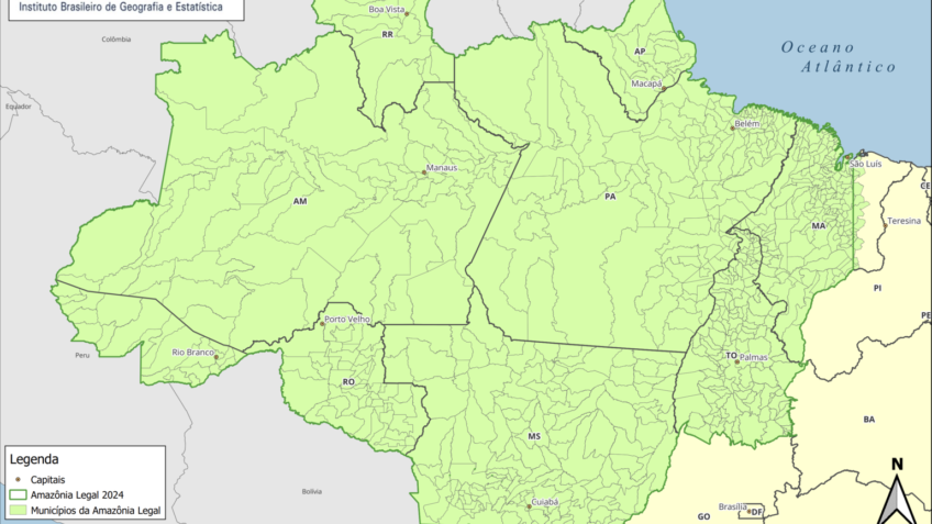 IBGE erra e troca siglas de MT e MS em mapa da Amazônia Legal