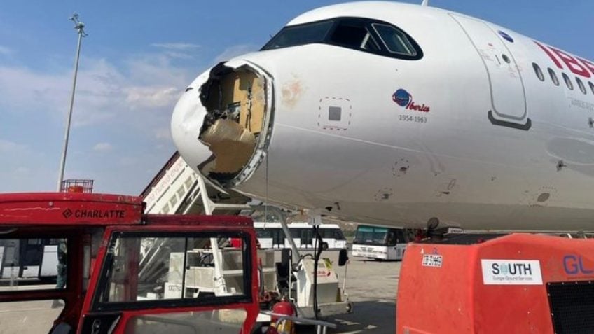 Avião colide com pássaros e tem bico destruído; veja imagens