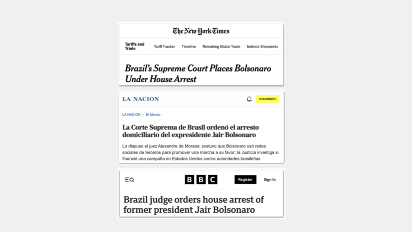 Imprensa internacional destaca prisão domiciliar de Bolsonaro