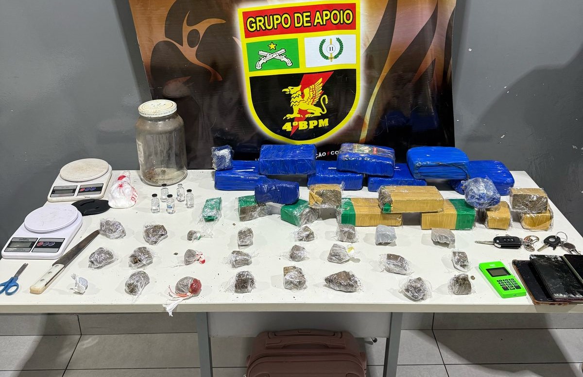 Polícia Militar prende casal com tabletes e diversas porções de maconha
