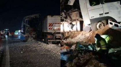 Colisão entre ônibus e carreta de algodão deixa 11 mortos e 46 feridos