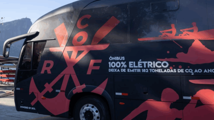 Flamengo é 1º clube do Brasil a usar ônibus elétrico para atletas