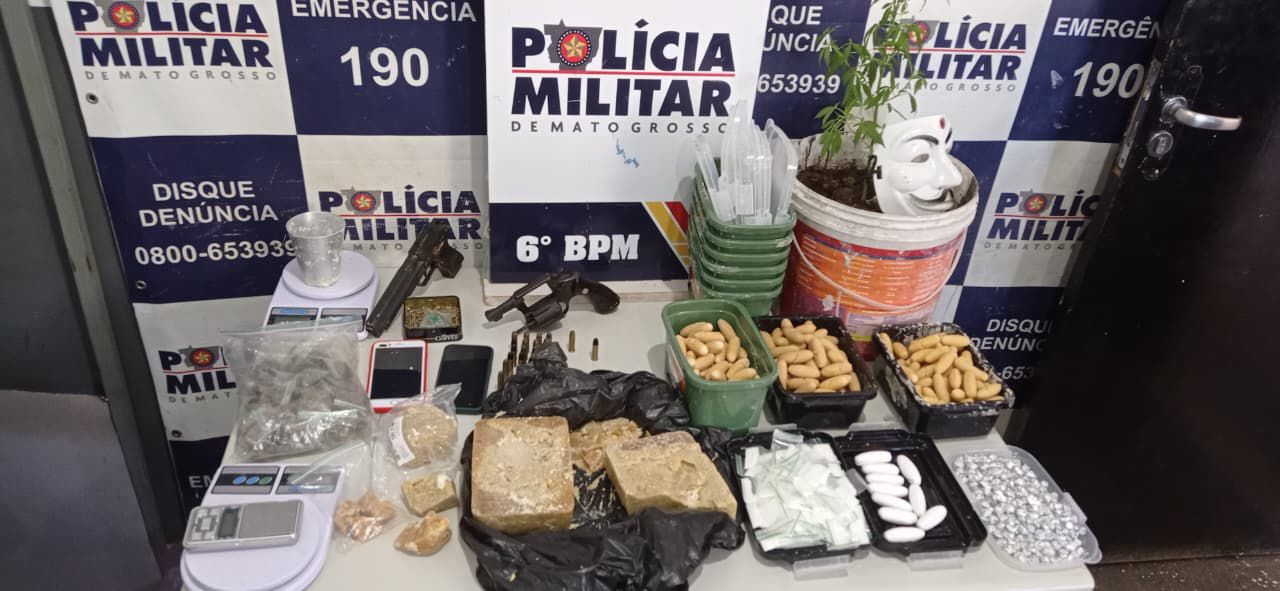 Polícia Militar prende faccionado com 630 porções de drogas e arma de fogo em Cáceres