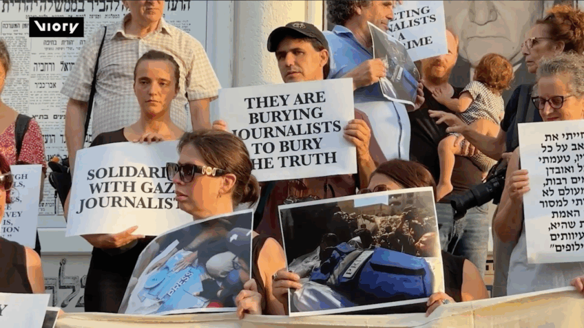 Jornalistas israelenses fazem ato por colegas da Al Jazeera mortos em Gaza