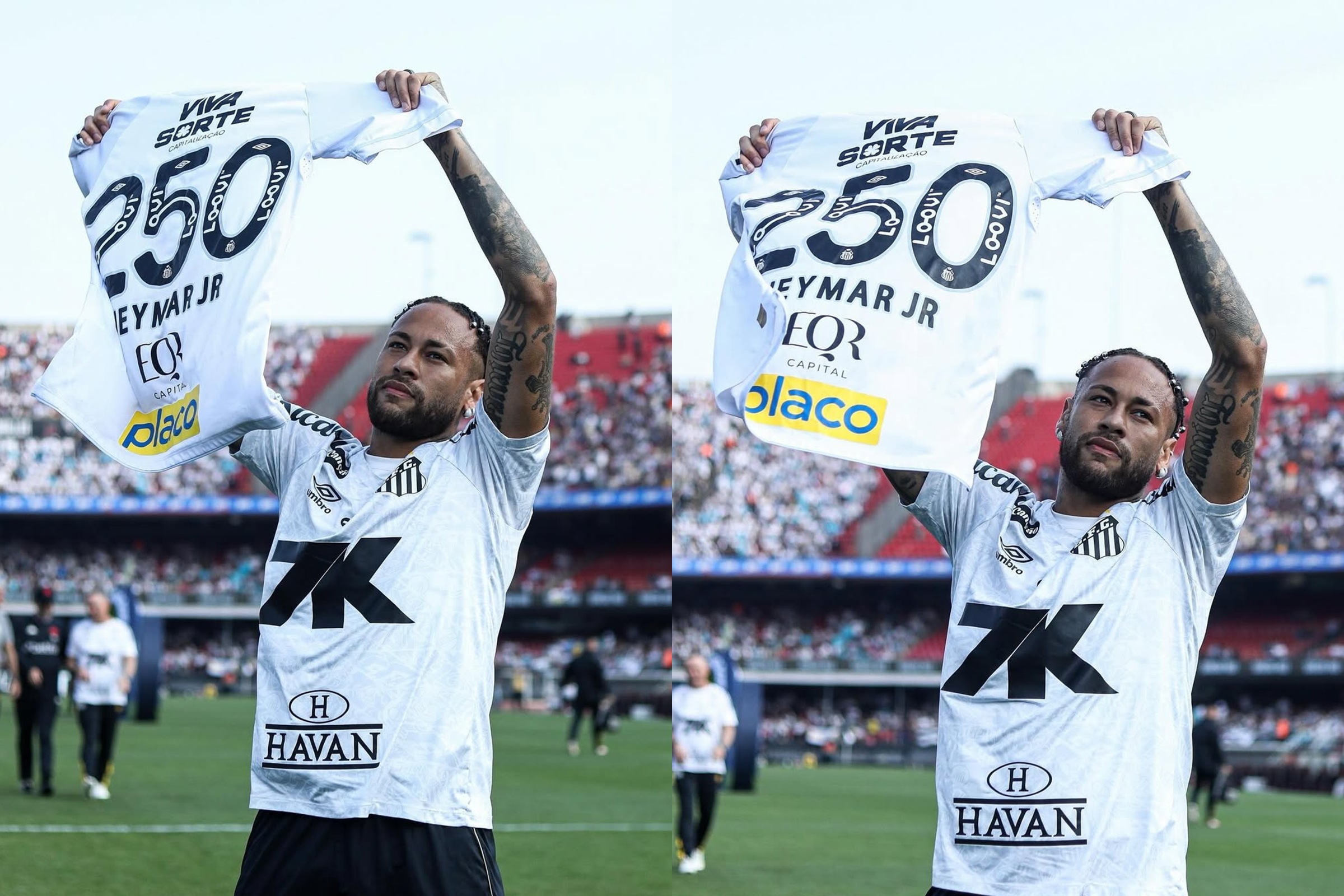 Neymar é homenageado pelos 250 jogos com a camisa do Santos