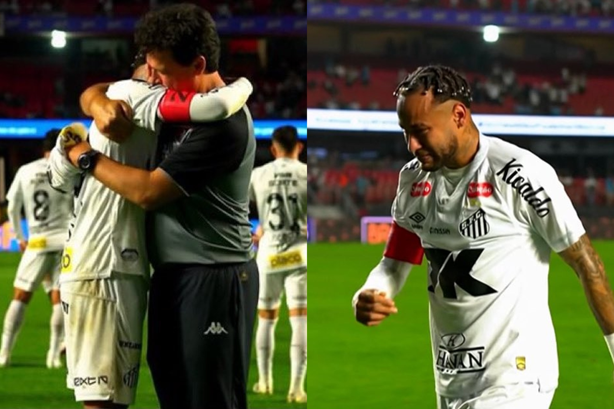 Neymar chora no ombro de Diniz após perder de 6 x 0 para Vasco. Veja