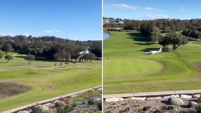 Avião faz pouso de emergência em campo de golfe na Austrália; assista