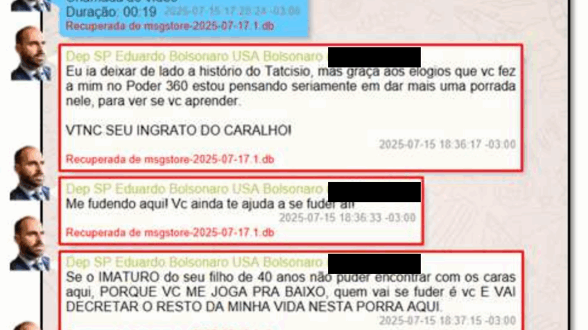“VTNC seu ingrato”, disse Eduardo ao pai, que o chamou de imaturo