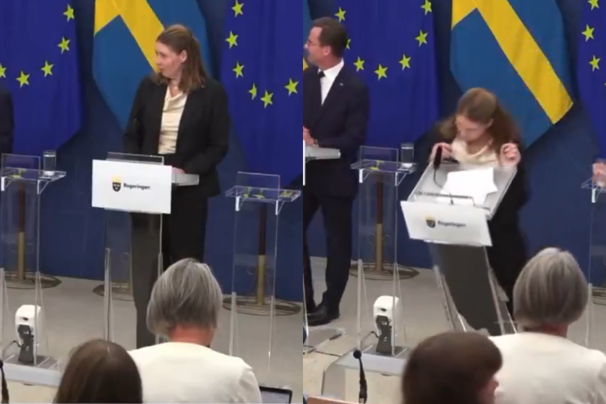 Suécia: ministra da Saúde passa mal e desmaia durante posse. Vídeo