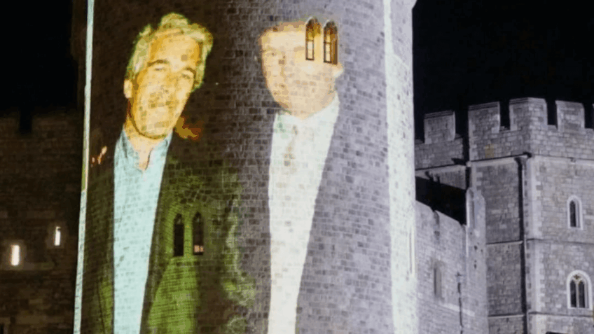Manifestantes projetam imagens de Trump e Epstein em Windsor