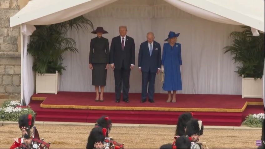 Trump é recebido por rei Charles em cerimônia com pompa