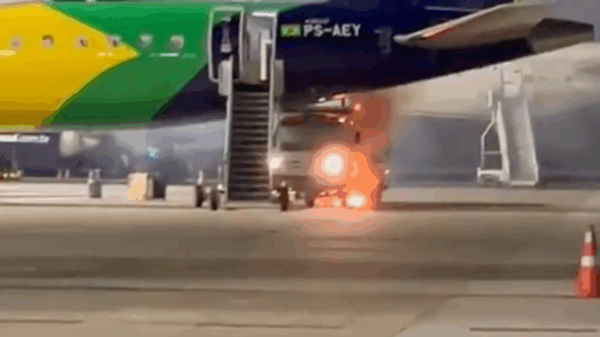 Caminhão pega fogo no Aeroporto de Viracopos