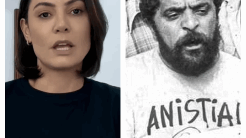 Michelle compartilha foto de Lula com camiseta da anistia de 1979