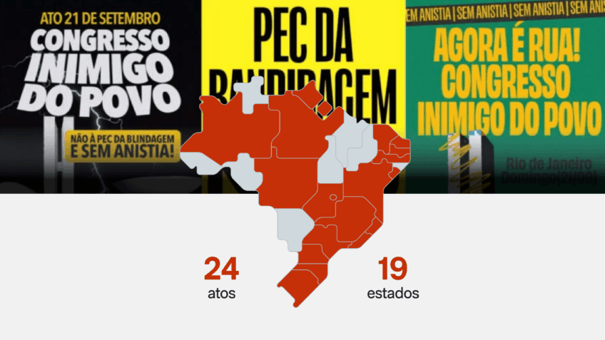 Saiba onde serão os atos da esquerda contra a PEC da Blindagem