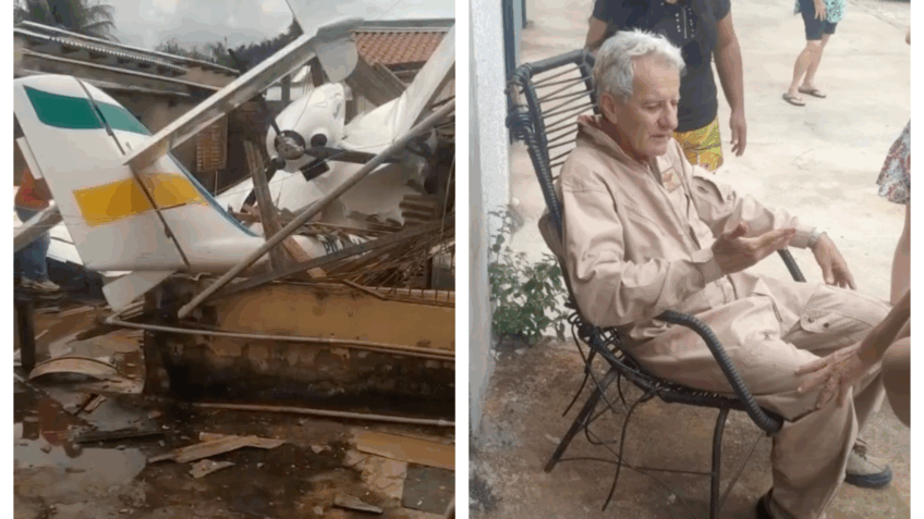 Avião cai sobre casa em Goiânia depois de falha no motor