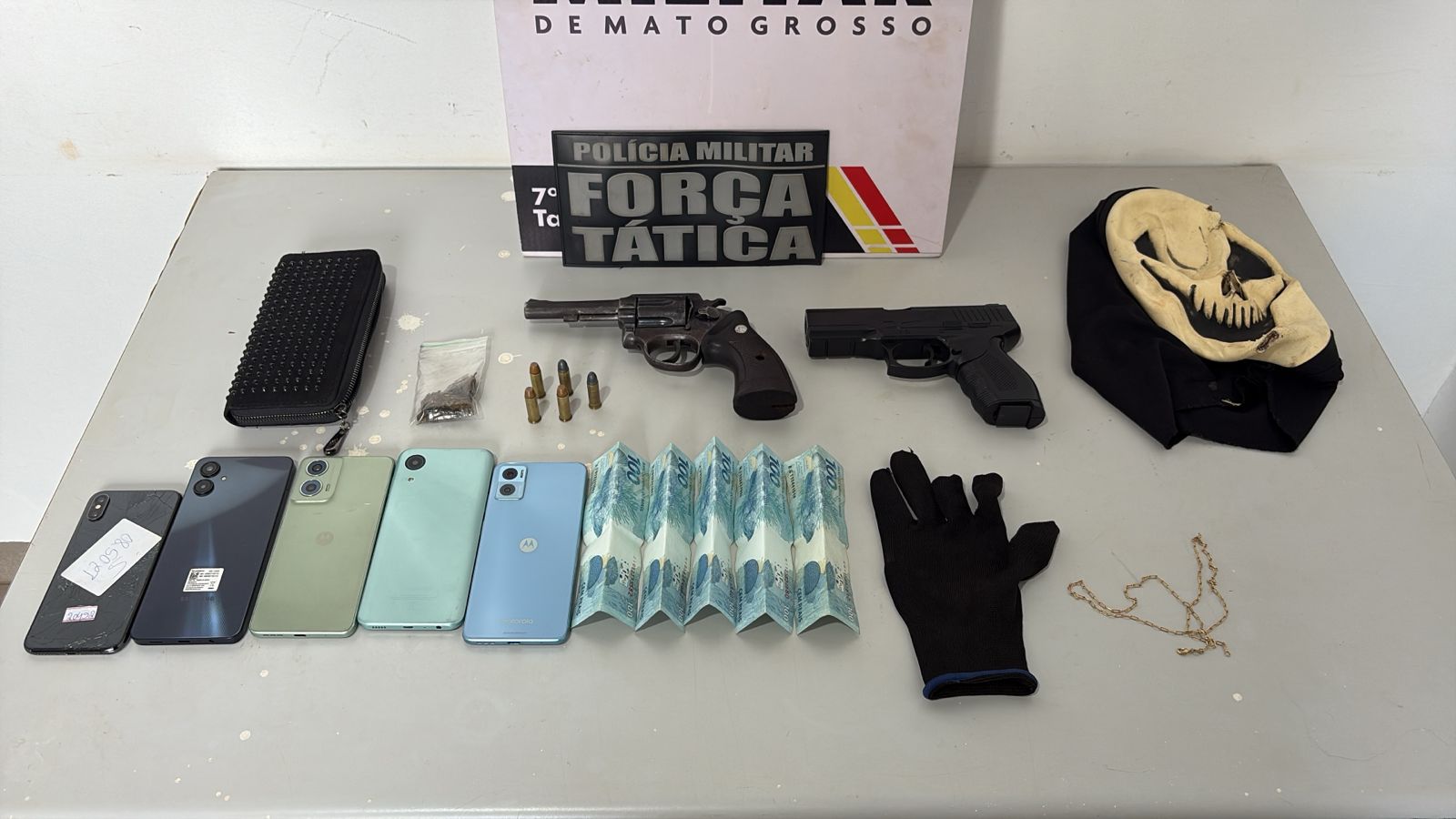 Força Tática prende suspeito por roubos e apreende arma de fogo e munições