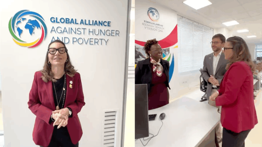Janja visita escritório da Aliança Global contra a Fome e a Pobreza