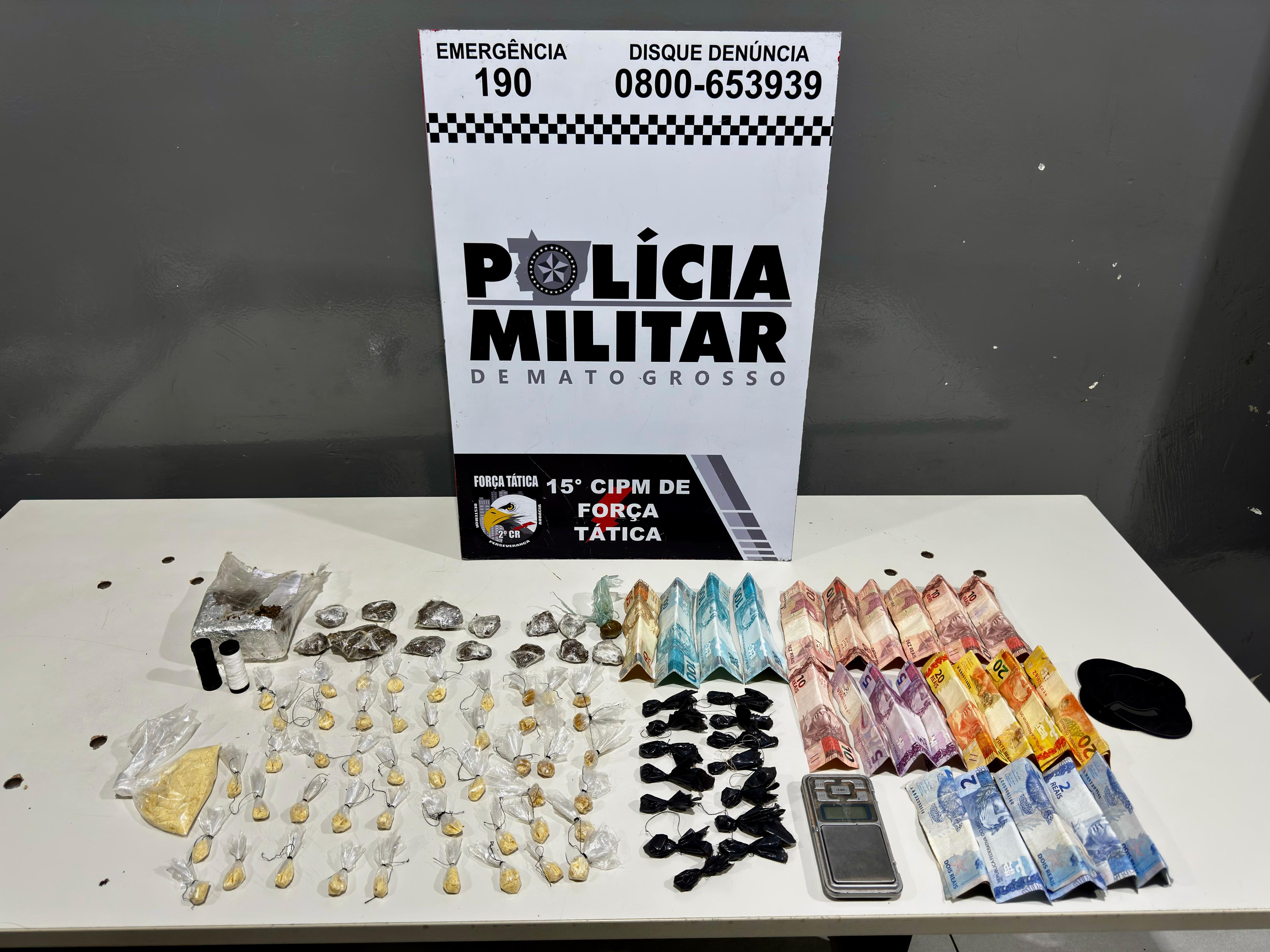 Força Tática prende casal com porções de maconha e pasta base de cocaína em Várzea Grande