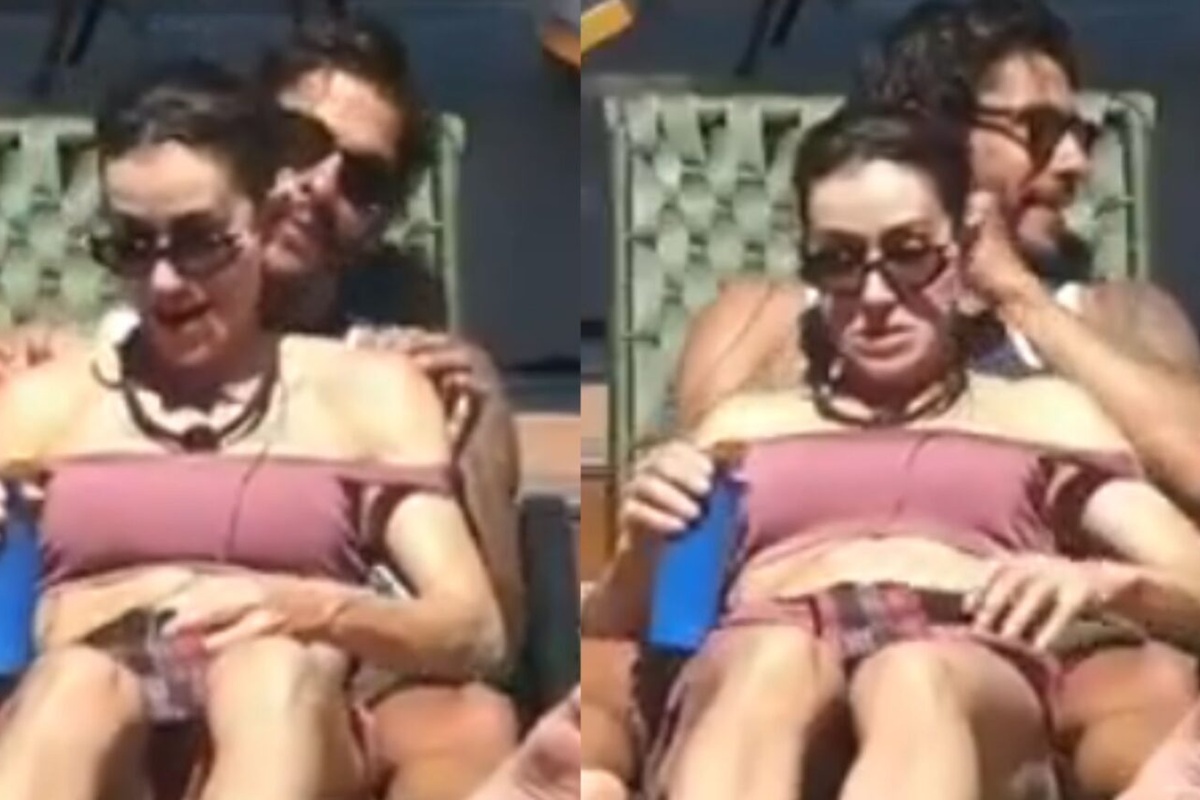 À beira da eliminação, Michelle Barros troca afeto com Shia na piscina