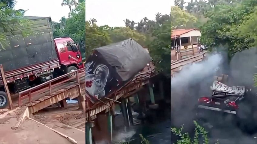Ponte desaba no Maranhão e caminhão cai no rio Alpergatas