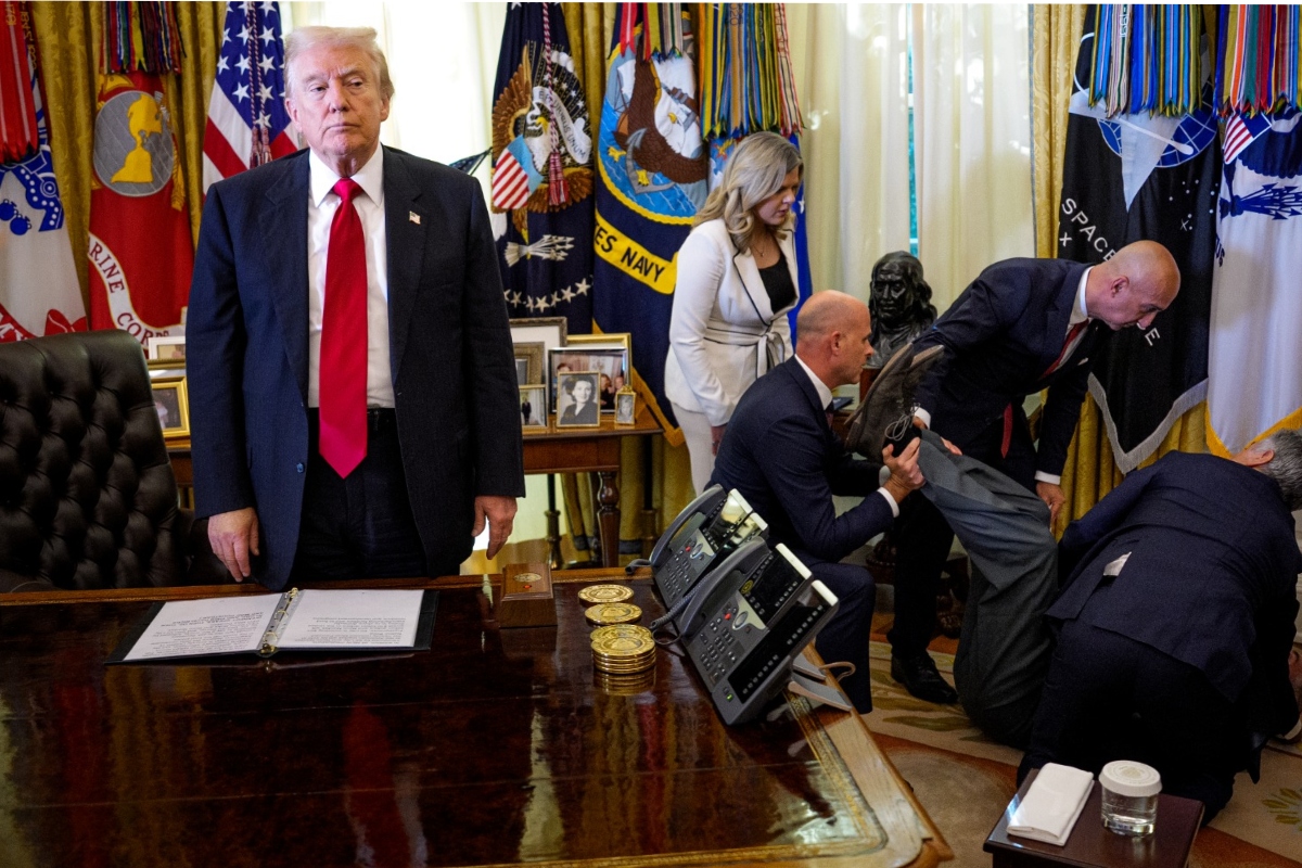 Homem passa mal durante anúncio de Trump em evento na Casa Branca