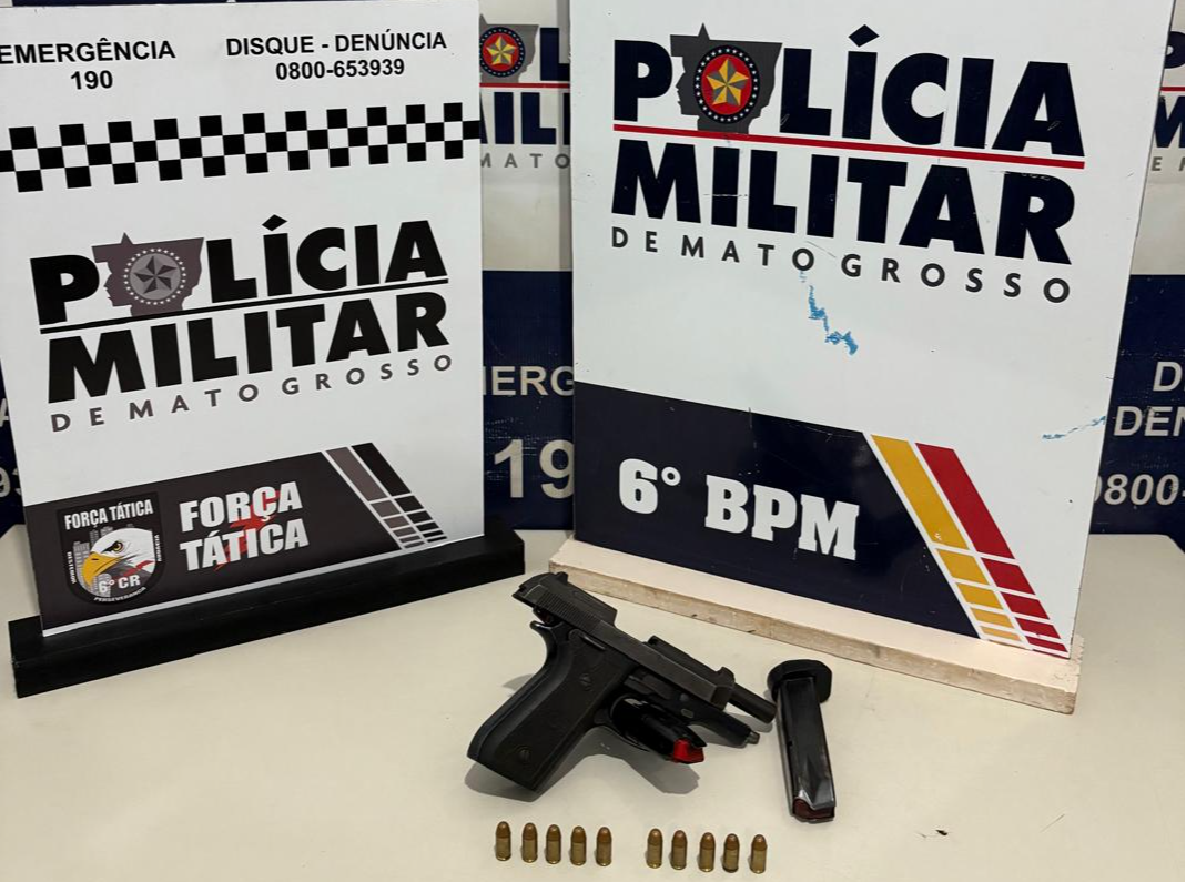 Polícia Militar conduz três faccionados e apreende arma de fogo utilizada em homicídio em Cáceres