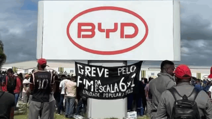 Polícia reprime protesto de grevistas em obra da BYD em Camaçari